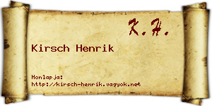 Kirsch Henrik névjegykártya